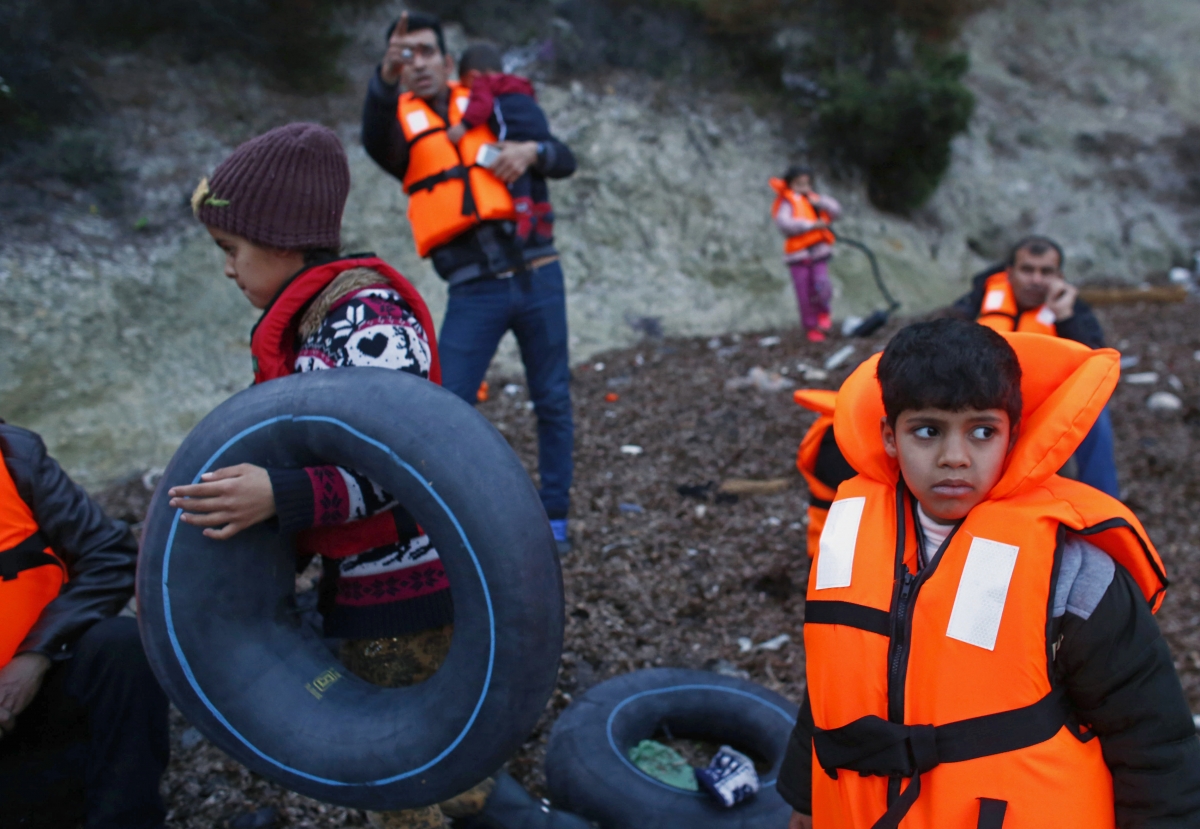 Migrant children all geared up to set sail to Lesbos, to an ambivalent future