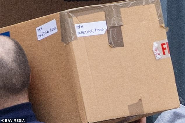 Moving boxes were seen outside Andrew's home