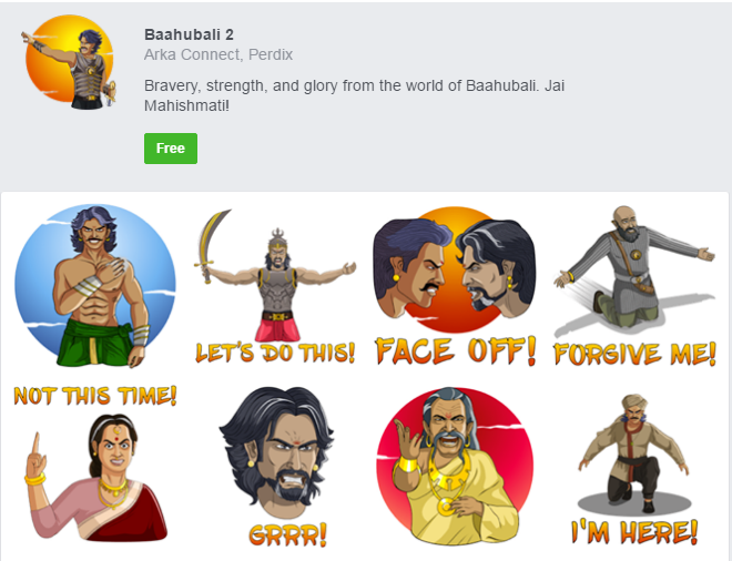 Baahubali 2 becomes the first Indian movie to have exclusive Facebook stickers