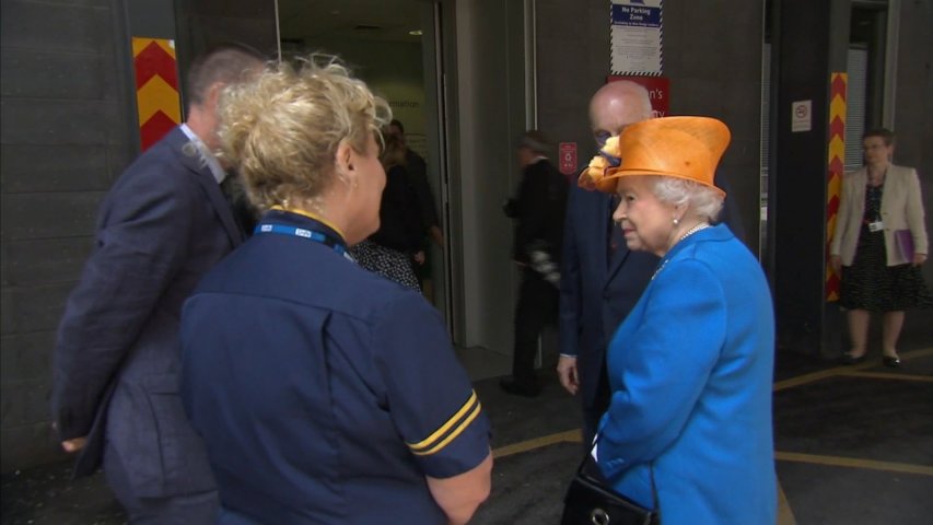 The Queen arrives at Manchester Hospital to meet victims and staff