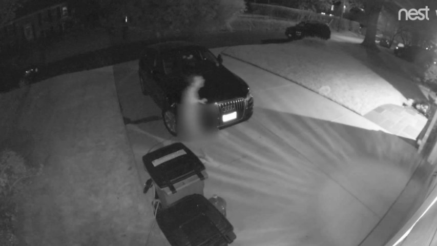Video shows naked burglar as he attempts break in