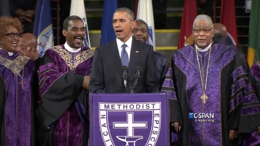 Barack Obama sings Amazing Grace in honor of the victims of Dylann Roof Charleston shooting