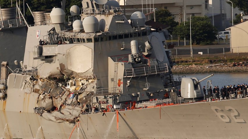 US Navy destroyer collides with merchant vessel off Japan