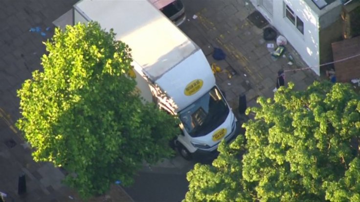 Aerial footage shows white van used by Finsbury Park attack suspect Aerial footage shows white van used by Finsbury Park attack suspect