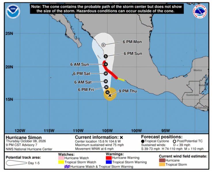 Storm Simon Strengthens Into Category 1 Hurricane, Could Explo...
